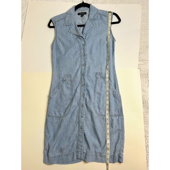 Level 99 Anthropologie Blue Chambray Linen Shirt Dress Sleeveless Button Down XS - Picture 8 of 11